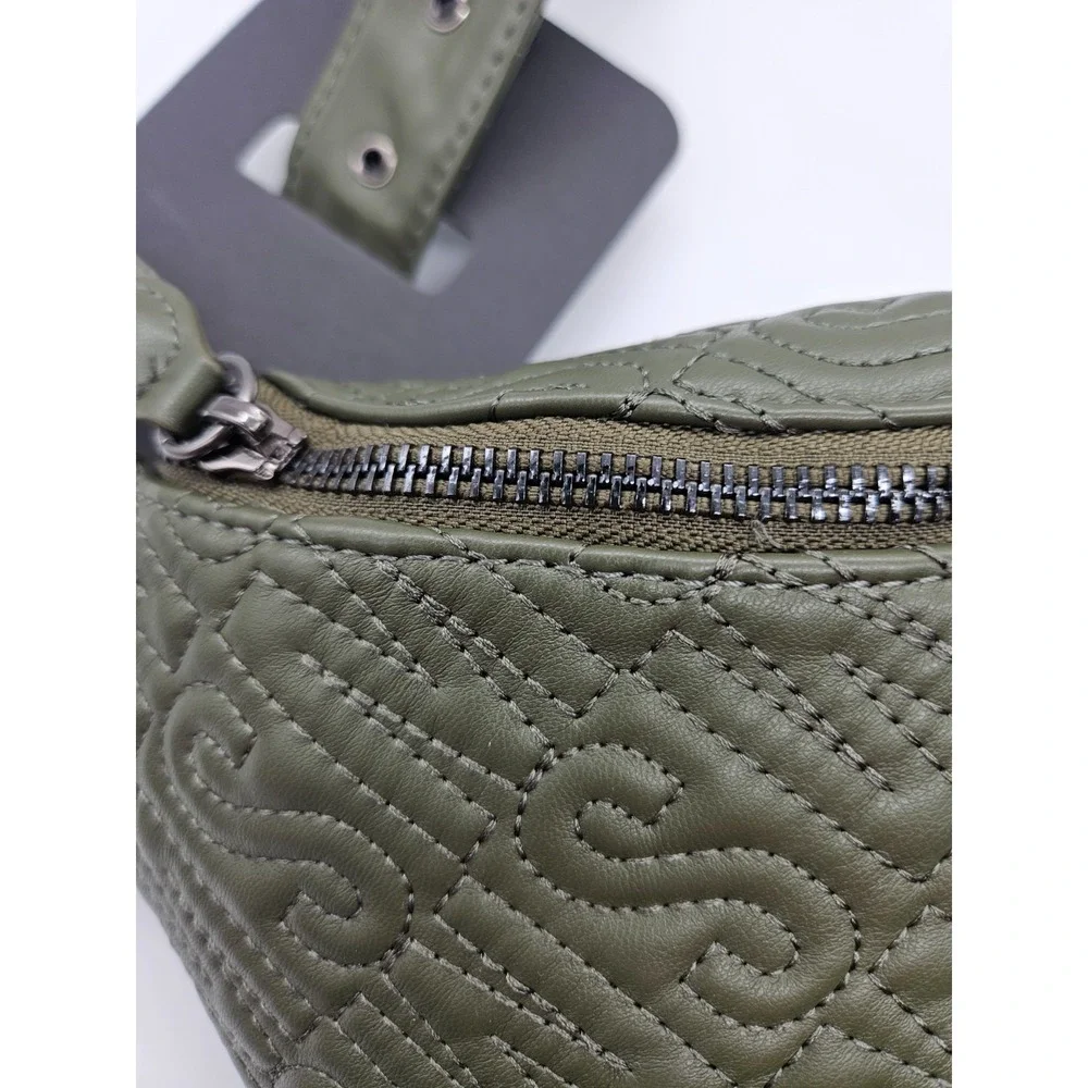 Steve Madden Quilted Belt Bag Olive Green Fanny Pack Crossbody Adjustable‎ Strap